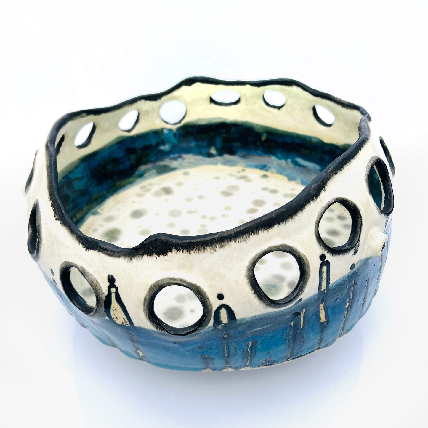 SOLD Giant Rockpool Bowl with black trim