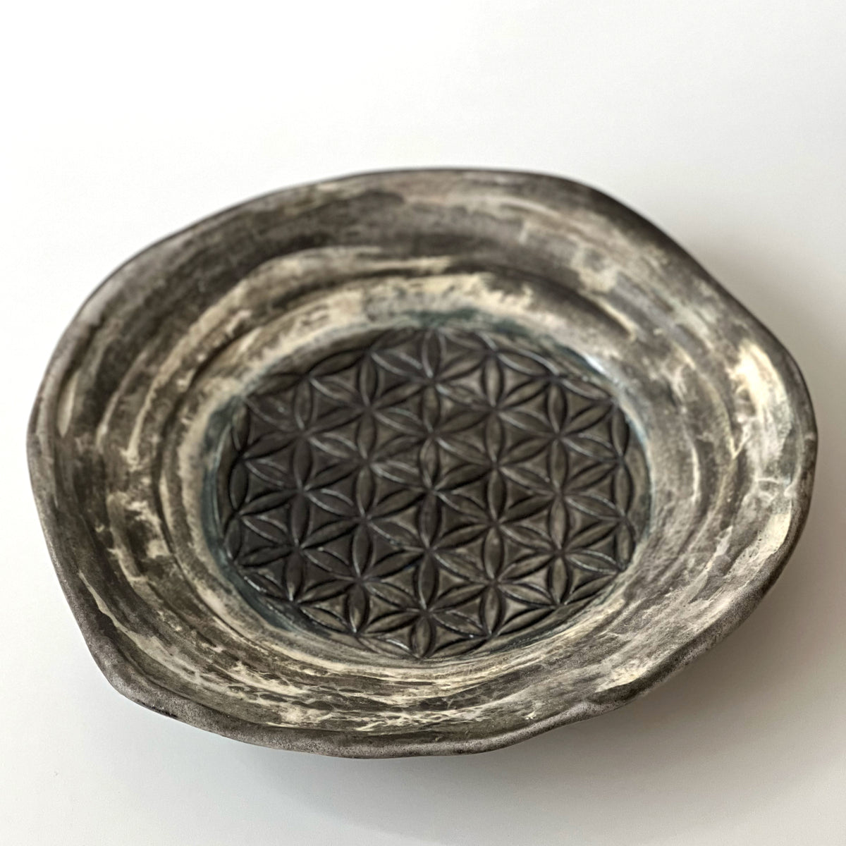 Black Flower of Life Dish